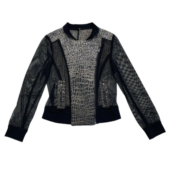Alberto Makali Jacket Women's S Small Black Cream Snakeskin Mesh Zip Collar - Picture 5 of 14